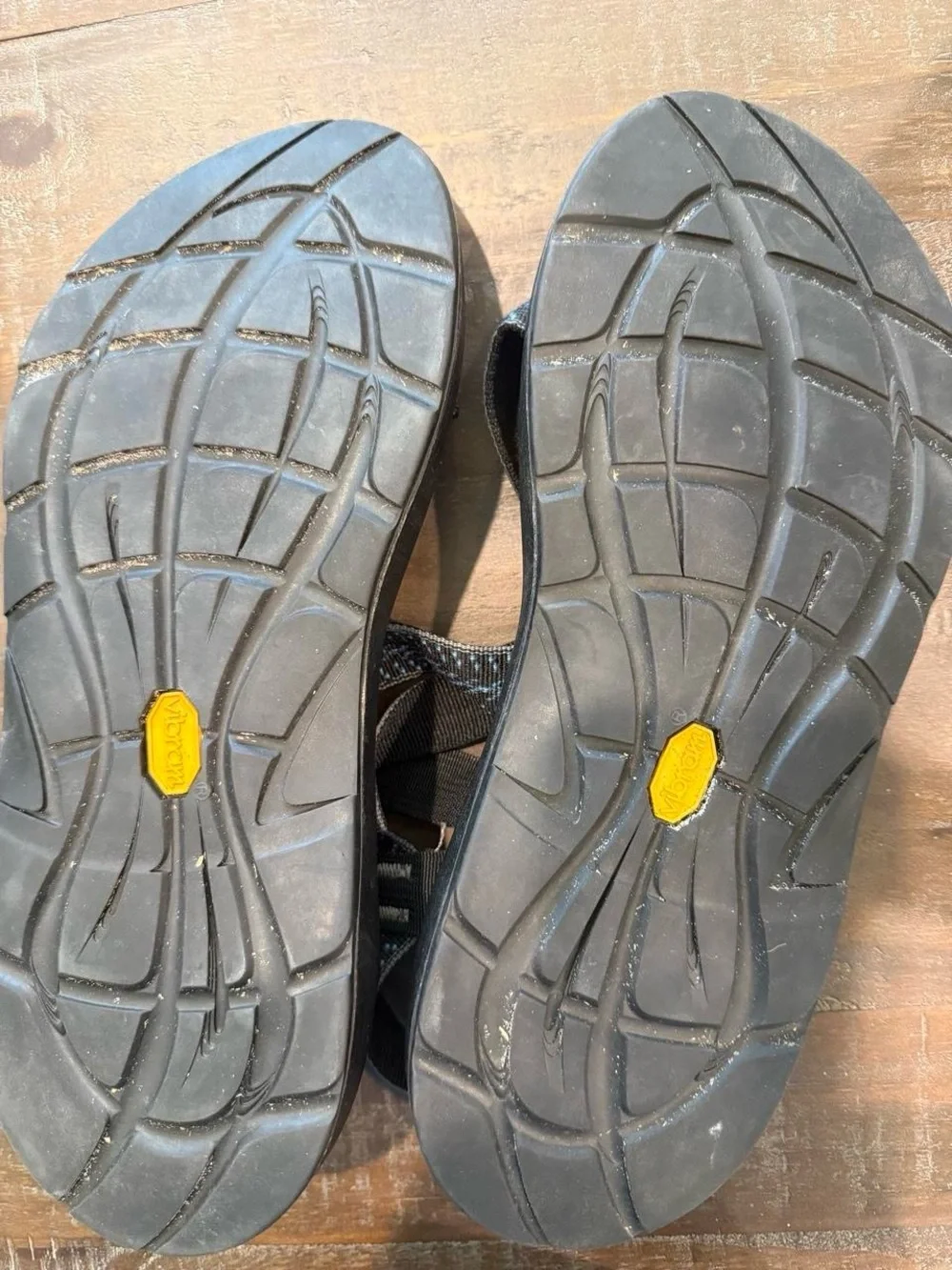 Chaco Black Sandals with Light Blue Accent Straps